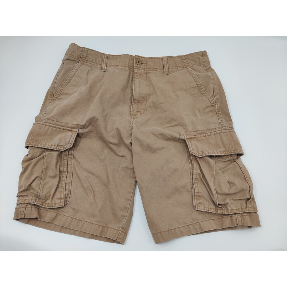 Old Navy Men 34 Cargo Shorts Khaki Tan Cotton Twill Utility Hiking Pockets 35x10